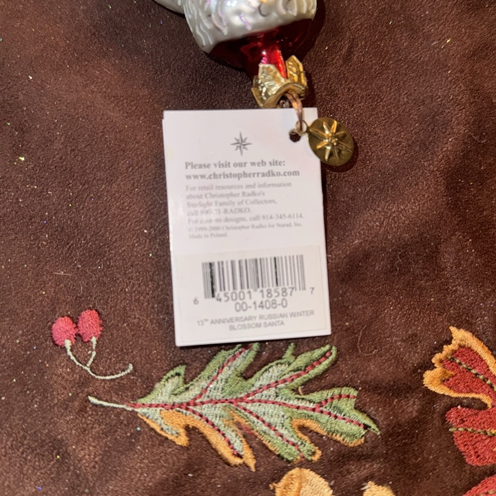 πββ¬ Christopher Radko β15th Anniversary Russian Winter Blossom Santaβ - Picture 5 of 7